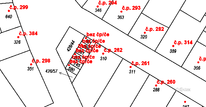 Křepice 262 na parcele st. 310 v KÚ Křepice u Hustopečí, Katastrální mapa