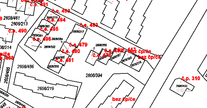 Staré Splavy 482, Doksy na parcele st. 2608/388 v KÚ Doksy u Máchova jezera, Katastrální mapa