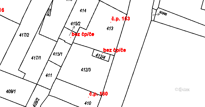 Droužkovice 103522522 na parcele st. 412/4 v KÚ Droužkovice, Katastrální mapa