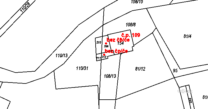 Vatín 107109522 na parcele st. 212 v KÚ Vatín, Katastrální mapa