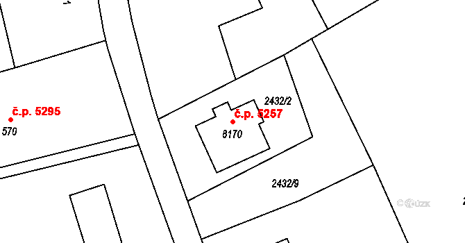 Zlín 5257 na parcele st. 8170 v KÚ Zlín, Katastrální mapa