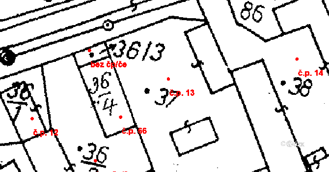 Kozohlody 13, Vlkaneč na parcele st. 37 v KÚ Kozohlody, Katastrální mapa