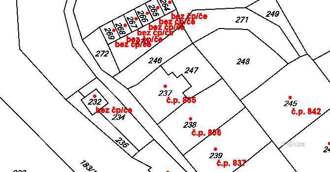 Desná III 835, Desná na parcele st. 237 v KÚ Desná III, Katastrální mapa