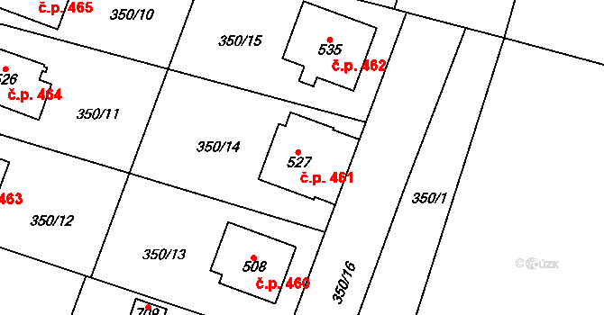 Rožďalovice 461 na parcele st. 527 v KÚ Rožďalovice, Katastrální mapa