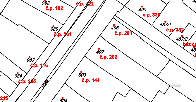 Svatobořice 282, Svatobořice-Mistřín na parcele st. 497 v KÚ Svatobořice, Katastrální mapa
