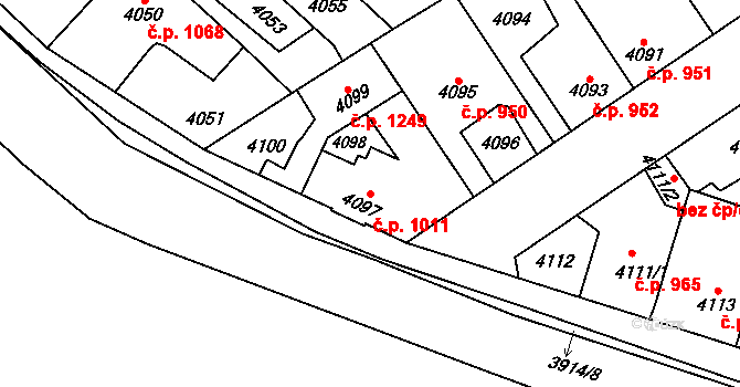 Kročehlavy 1011, Kladno na parcele st. 4097 v KÚ Kročehlavy, Katastrální mapa