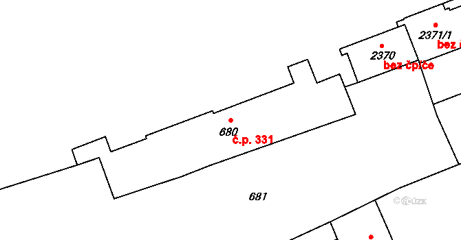 Lipová-lázně 331 na parcele st. 680 v KÚ Dolní Lipová, Katastrální mapa