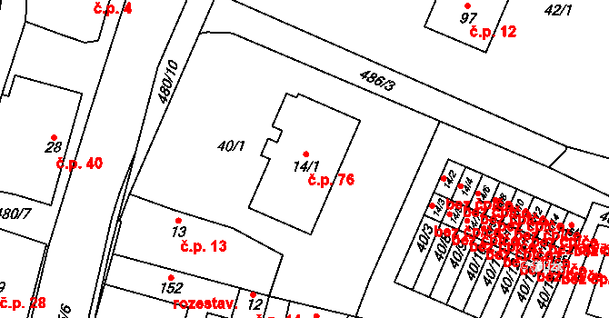 Libějovice 76 na parcele st. 14/1 v KÚ Libějovice, Katastrální mapa