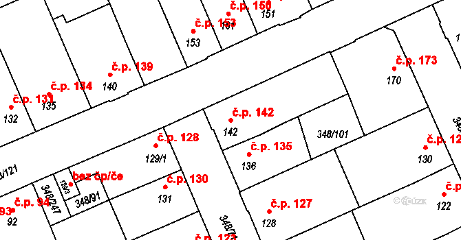 Černčice 142 na parcele st. 142 v KÚ Černčice u Loun, Katastrální mapa