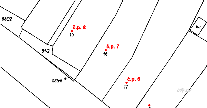 Horní Ves 7, Trstěnice na parcele st. 16 v KÚ Horní Ves u Mariánských Lázní, Katastrální mapa