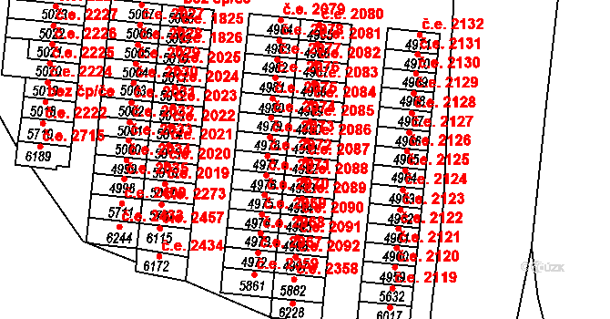 Cheb 2087 na parcele st. 4992 v KÚ Cheb, Katastrální mapa