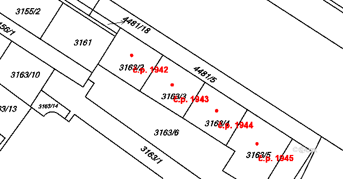 Strašnice 1943, Praha na parcele st. 3163/3 v KÚ Strašnice, Katastrální mapa