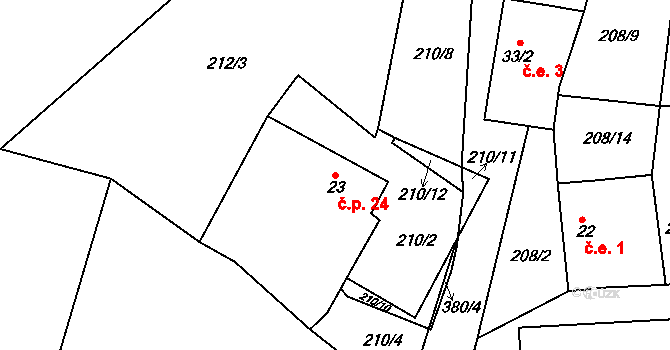 Skuhrov 24, Počepice na parcele st. 23 v KÚ Skuhrov u Počepic, Katastrální mapa