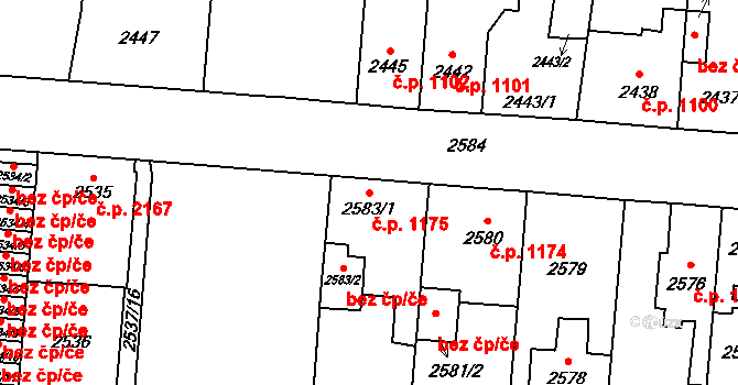 České Budějovice 7 1175, České Budějovice na parcele st. 2583/1 v KÚ České Budějovice 7, Katastrální mapa