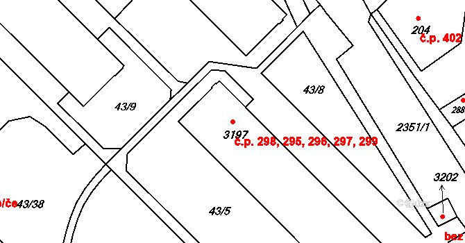 Ústí nad Orlicí 295,296,297,298,299 na parcele st. 3197 v KÚ Ústí nad Orlicí, Katastrální mapa