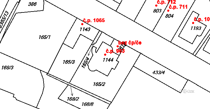 Ústí nad Orlicí 963 na parcele st. 1144 v KÚ Ústí nad Orlicí, Katastrální mapa