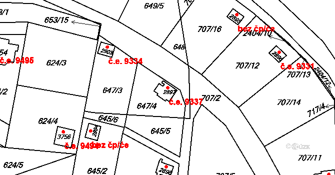 Ústí nad Orlicí 9337 na parcele st. 2897 v KÚ Ústí nad Orlicí, Katastrální mapa