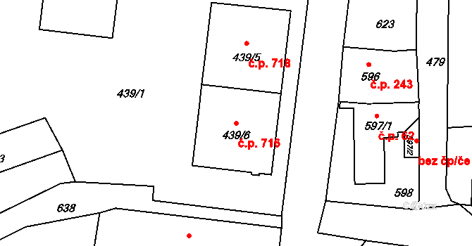 Hrádek nad Nisou 716 na parcele st. 439/6 v KÚ Hrádek nad Nisou, Katastrální mapa
