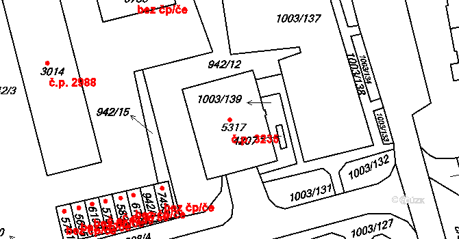 Havlíčkův Brod 3235 na parcele st. 5317 v KÚ Havlíčkův Brod, Katastrální mapa