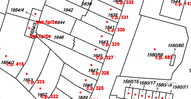 Benešov 327 na parcele st. 1645 v KÚ Benešov u Prahy, Katastrální mapa