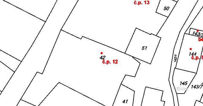 Maršovice 12, Nové Město na Moravě na parcele st. 42 v KÚ Maršovice u Nového Města na Moravě, Katastrální mapa