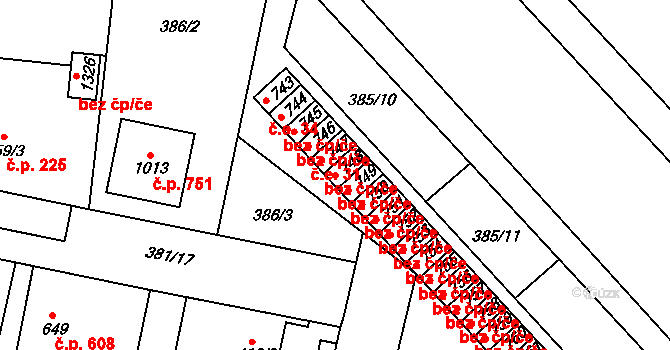 Slatiňany 38057522 na parcele st. 748 v KÚ Slatiňany, Katastrální mapa