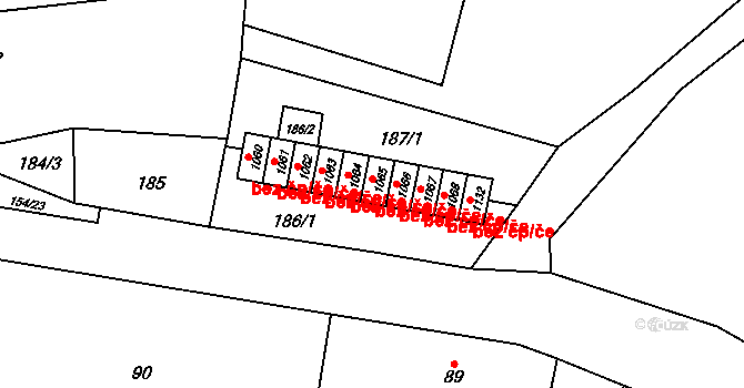 Chvaleč 38995522 na parcele st. 1065 v KÚ Chvaleč, Katastrální mapa