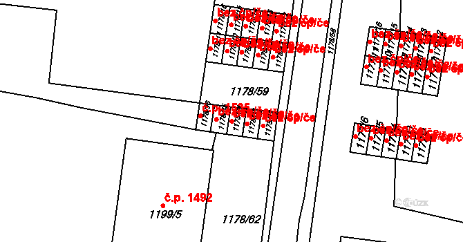 Moravská Třebová 40116522 na parcele st. 1178/34 v KÚ Moravská Třebová, Katastrální mapa