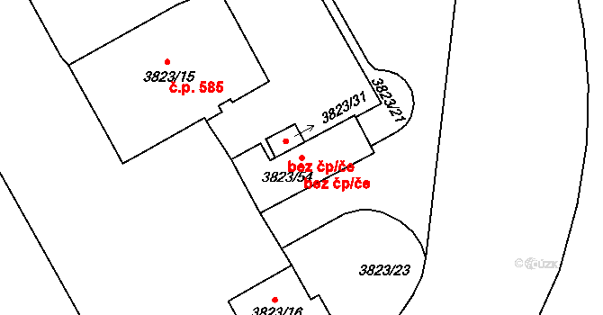 Liberec 42483522 na parcele st. 3823/54 v KÚ Liberec, Katastrální mapa