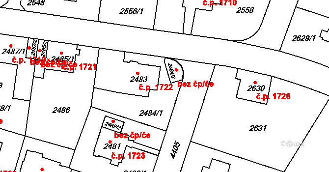 Teplice 43397522 na parcele st. 2484/2 v KÚ Teplice, Katastrální mapa