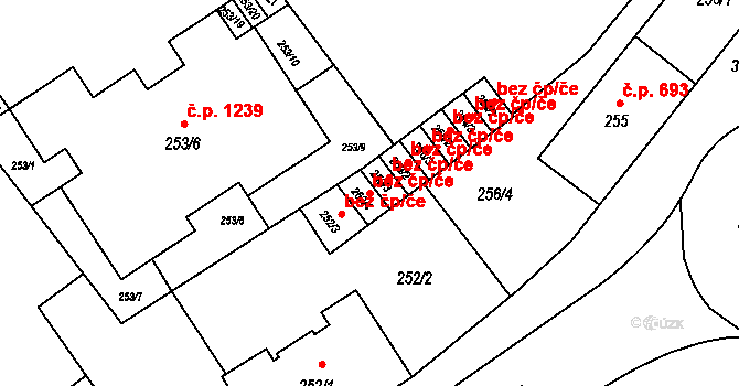 Ostrava 43924522 na parcele st. 253/4 v KÚ Svinov, Katastrální mapa