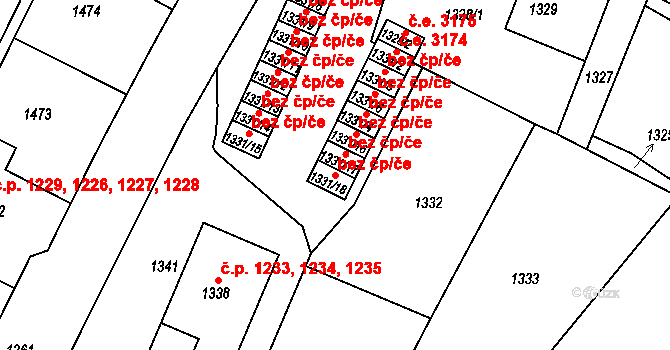 Ústí nad Labem 43930522 na parcele st. 1331/18 v KÚ Střekov, Katastrální mapa