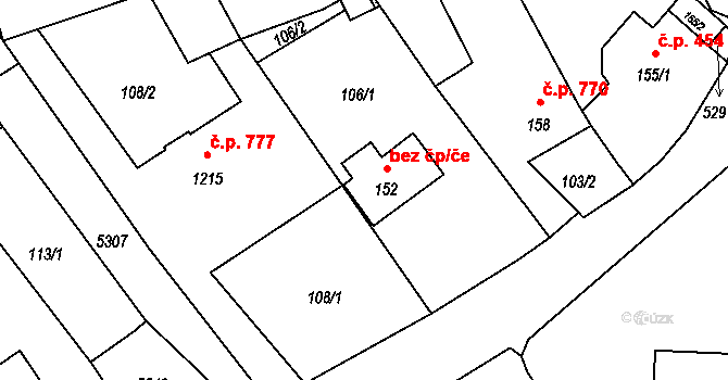 Vizovice 47801522 na parcele st. 152 v KÚ Vizovice, Katastrální mapa