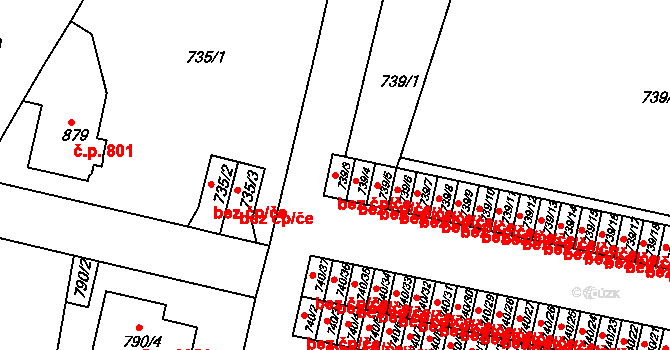 Sokolov 49687522 na parcele st. 739/3 v KÚ Sokolov, Katastrální mapa