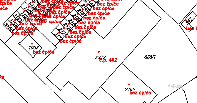 Neratovice 462 na parcele st. 2372 v KÚ Neratovice, Katastrální mapa