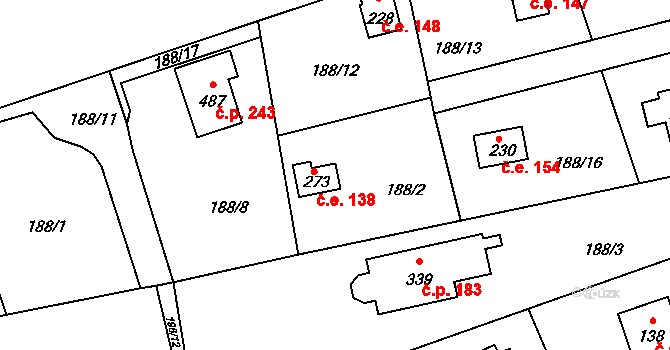 Jíloviště 138 na parcele st. 273 v KÚ Jíloviště, Katastrální mapa