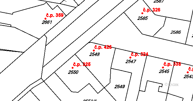 Veselí nad Lužnicí I 426, Veselí nad Lužnicí na parcele st. 2548 v KÚ Veselí nad Lužnicí, Katastrální mapa