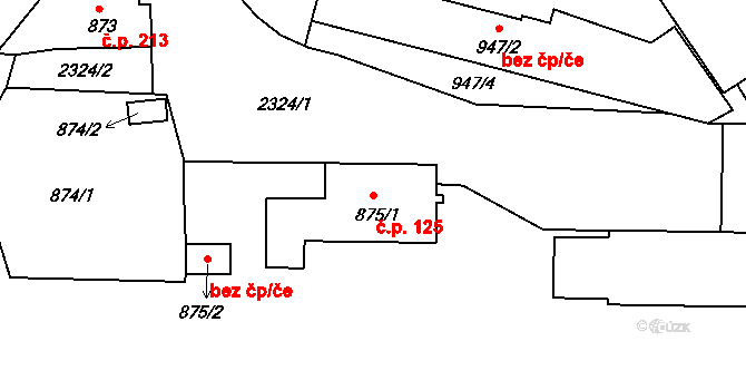 Velké Předměstí 125, Horšovský Týn na parcele st. 875/1 v KÚ Horšovský Týn, Katastrální mapa