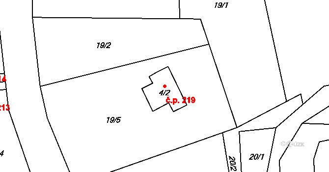 Oskava 219 na parcele st. 4/2 v KÚ Nemrlov, Katastrální mapa