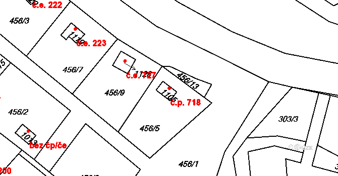 Krupka 718 na parcele st. 1105 v KÚ Krupka, Katastrální mapa