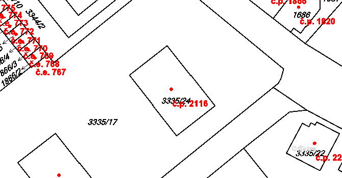 Louny 2116 na parcele st. 3335/24 v KÚ Louny, Katastrální mapa
