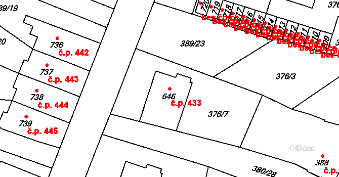 Doudleby nad Orlicí 433 na parcele st. 646 v KÚ Doudleby nad Orlicí, Katastrální mapa