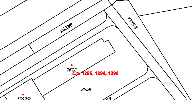Hranice I-Město 1294,1295,1296, Hranice na parcele st. 1512 v KÚ Hranice, Katastrální mapa