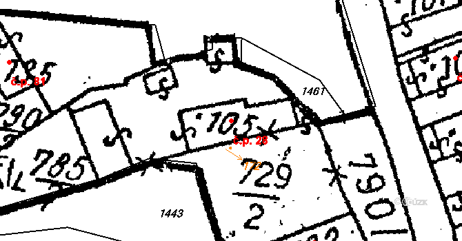 Netušil 28, Rašovice na parcele st. 105 v KÚ Rašovice u Uhlířských Janovic, Katastrální mapa