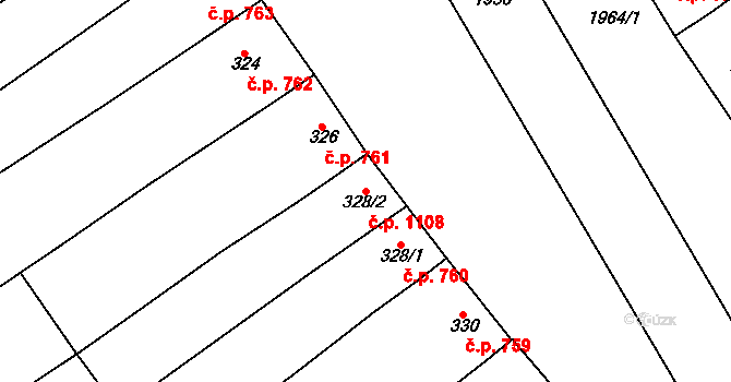 Mistřín 1108, Svatobořice-Mistřín na parcele st. 328/2 v KÚ Mistřín, Katastrální mapa