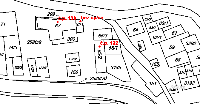 Tasov 132 na parcele st. 65/2 v KÚ Tasov nad Veličkou, Katastrální mapa