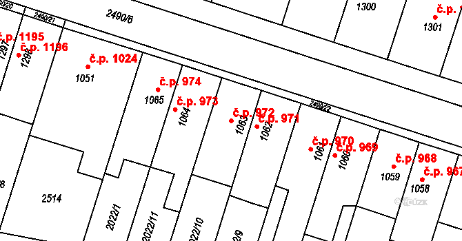 Hořice 972 na parcele st. 1063 v KÚ Hořice v Podkrkonoší, Katastrální mapa