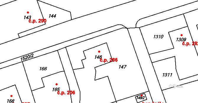 Záblatí 286, Bohumín na parcele st. 146 v KÚ Záblatí u Bohumína, Katastrální mapa