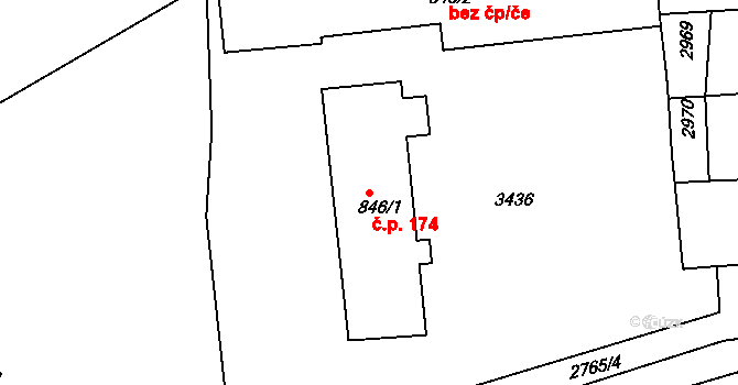 Chrudim IV 174, Chrudim na parcele st. 846/1 v KÚ Chrudim, Katastrální mapa