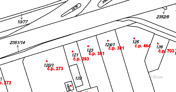 Trnovany 351, Teplice na parcele st. 123 v KÚ Teplice-Trnovany, Katastrální mapa